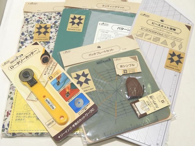 未使用品 パッチワーク 手芸 道具 セット まとめて ◇ クロバー カッター マット ボード 針 定規 皮シンブル 裁縫 Clover 初心者 ▼7J拍卖