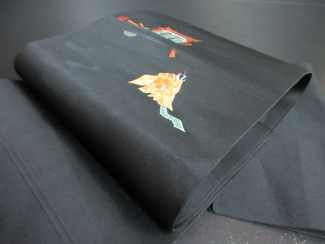 1円 中古 絹 化繊 開き名古屋帯 和装 和服 几帳 刺繍 平安貴族 お洒落 八寸帯 長さ331cm【夢職】★拍卖
