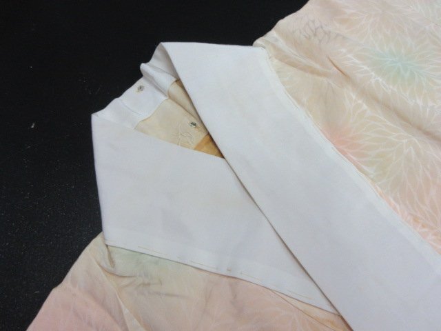 1円 中古 長襦袢 正絹 式典 和装 和服 暈し 菊 草花 花柄 袷 お洒落 身丈120cm 裄63cm【夢職】★拍卖