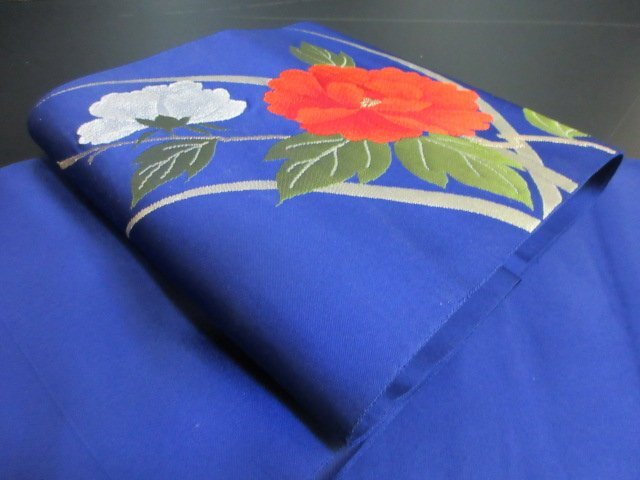 1円 中古 絹 化繊 開き名古屋帯 和装 和服 草花 枝花 お洒落 八寸帯 長さ352cm【夢職】★拍卖