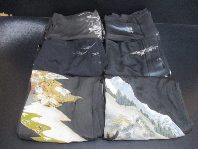 中古 留袖 リメイク 高級着物 6枚まとめ売り アンティーク 黒色 和服 ドレス ワンピース 和服 和装 お稽古 お茶会【夢職】☆☆☆拍卖