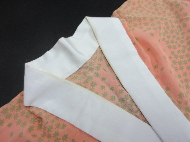 1円 中古 長襦袢 正絹 式典 和装 和服 アンティーク 草花 よろけ縞 単衣 お洒落 身丈129cm 裄65cm【夢職】★拍卖