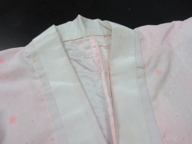 1円 中古 長襦袢 化繊 式典 和装 和服 アンティーク 麻の葉 単衣 お洒落 身丈128cm 裄65cm【夢職】★拍卖