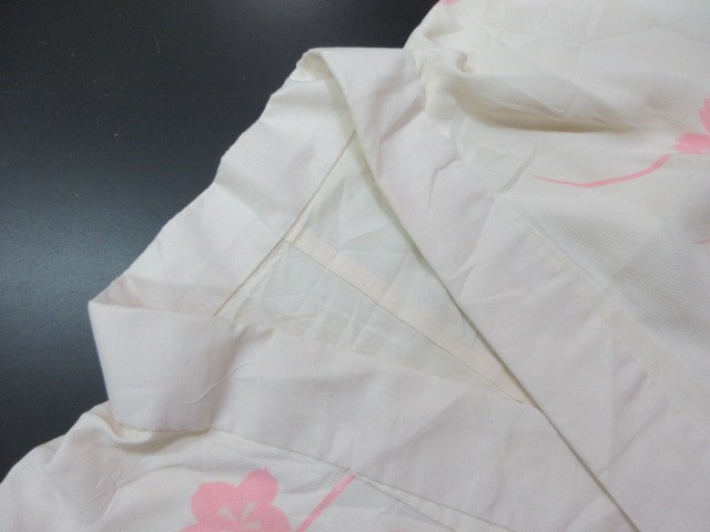 1円 中古 長襦袢 正絹 式典 和装 和服 芝草 桜 草花 単衣 お洒落 身丈125cm 裄65cm【夢職】★拍卖