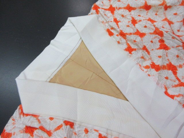 1円 中古 長襦袢 正絹 式典 和装 和服 蜘蛛絞り 袷 お洒落 身丈128cm 裄65cm【夢職】★拍卖