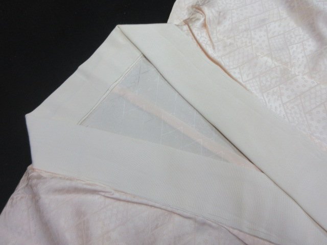 1円 中古 長襦袢 正絹 振袖用 成人式 入学 卒業 式典 和装 和服 草花 七宝繋ぎ 割付文様 袖無双 身丈126cm 裄67cm【夢職】★拍卖