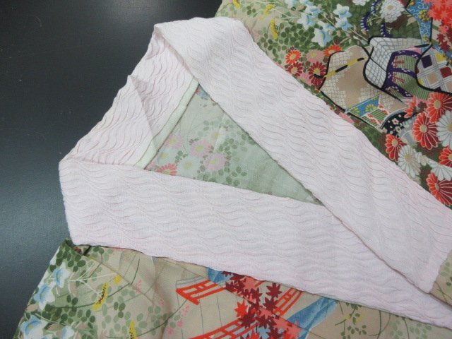 1円 良品 長襦袢 正絹 式典 和装 和服 御所車 枝花 草花 渡橋 単衣 お洒落 身丈130cm 裄62cm【夢職】★拍卖