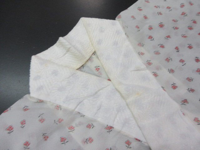 1円 中古 長襦袢 化繊 式典 和装 和服 アンティーク 草花 単衣 お洒落 身丈122cm 裄61cm【夢職】★拍卖