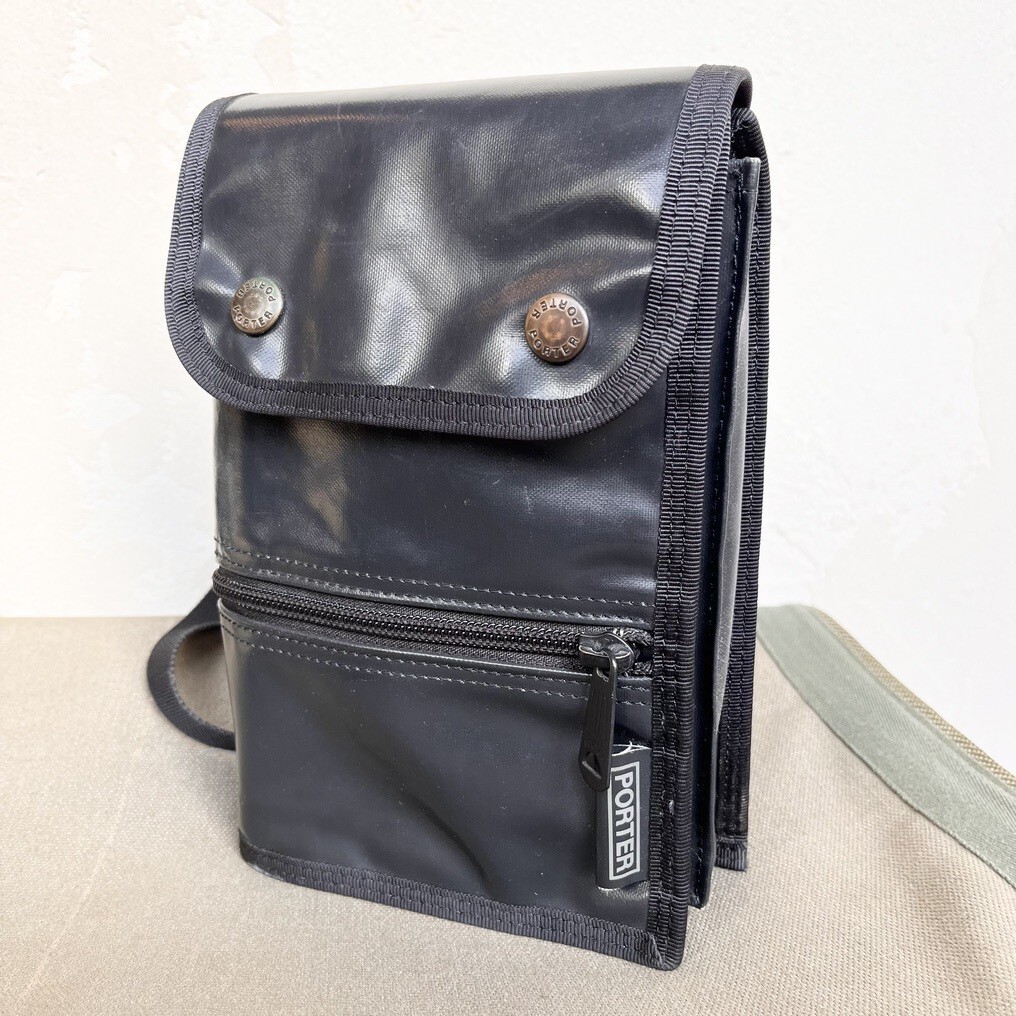 吉田カバン PORTER×JAM HOME MADE ポーター ジャムホームメイド パスポートケース ショルダーポーチ ベルトポーチ ブラック レザー 日本製拍卖