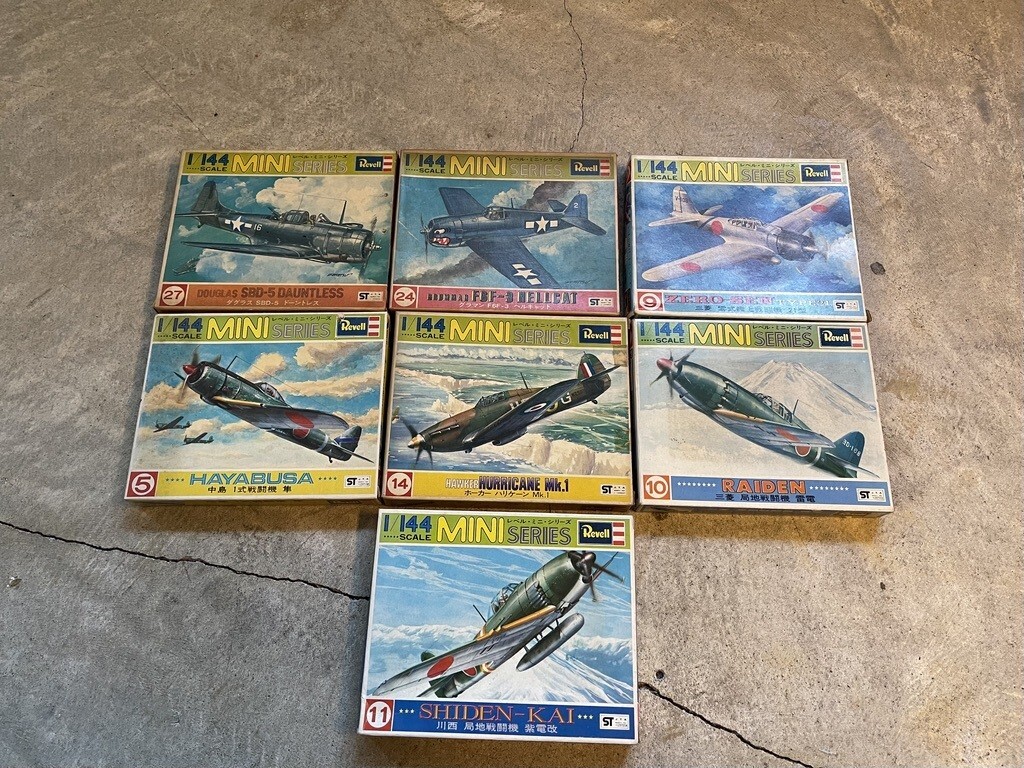●Revell/レベル MINI SERIES 1/144 零戦 雷電 紫電改 ハリケーン ヘルキャット ドーントレス プラモデル 7点セット コレクション●拍卖