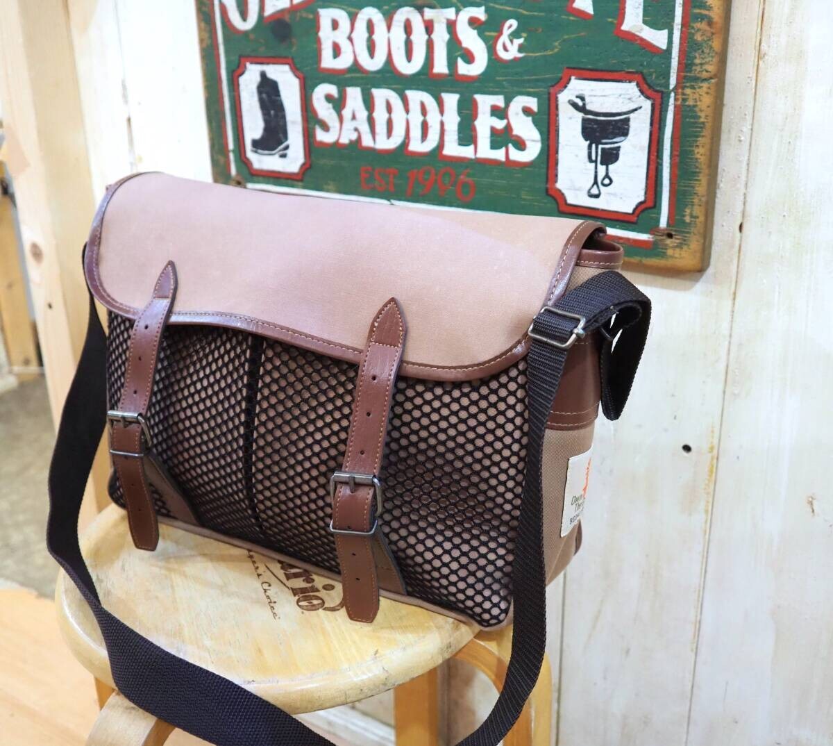 ◆リーガルシューズ ショルダー バッグ レザー キャンバス メッシュ アウトドア フィッシング◆拍卖