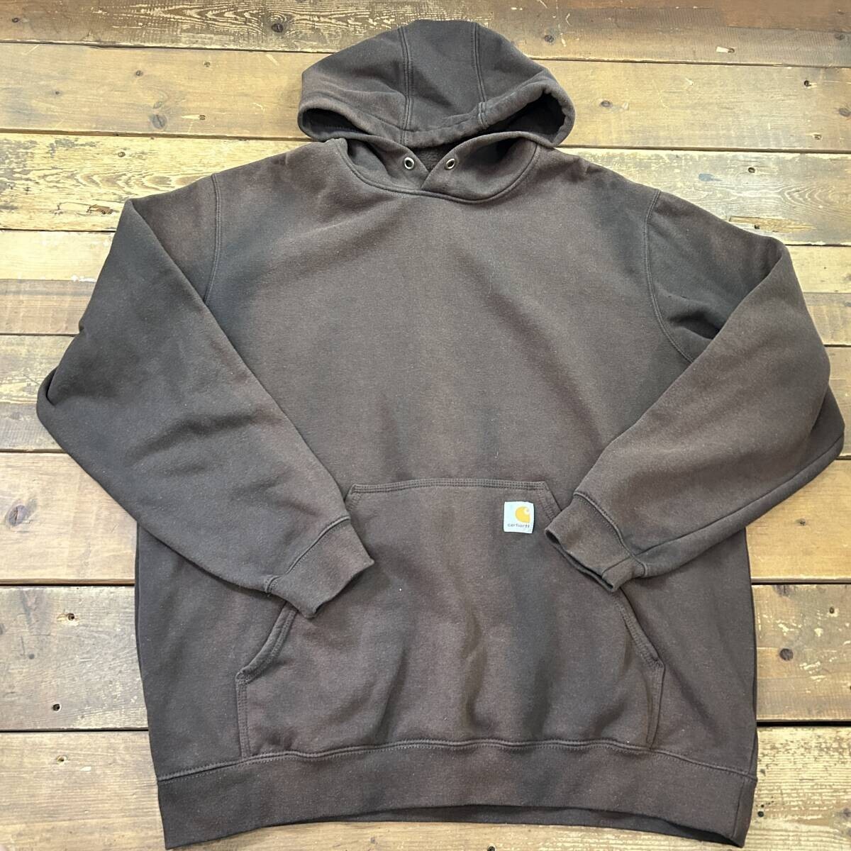 carhartt / カーハート loose fit プルオーバーパーカー ブラウン ワンポイントロゴ メンズ xlサイズ ストリート used拍卖