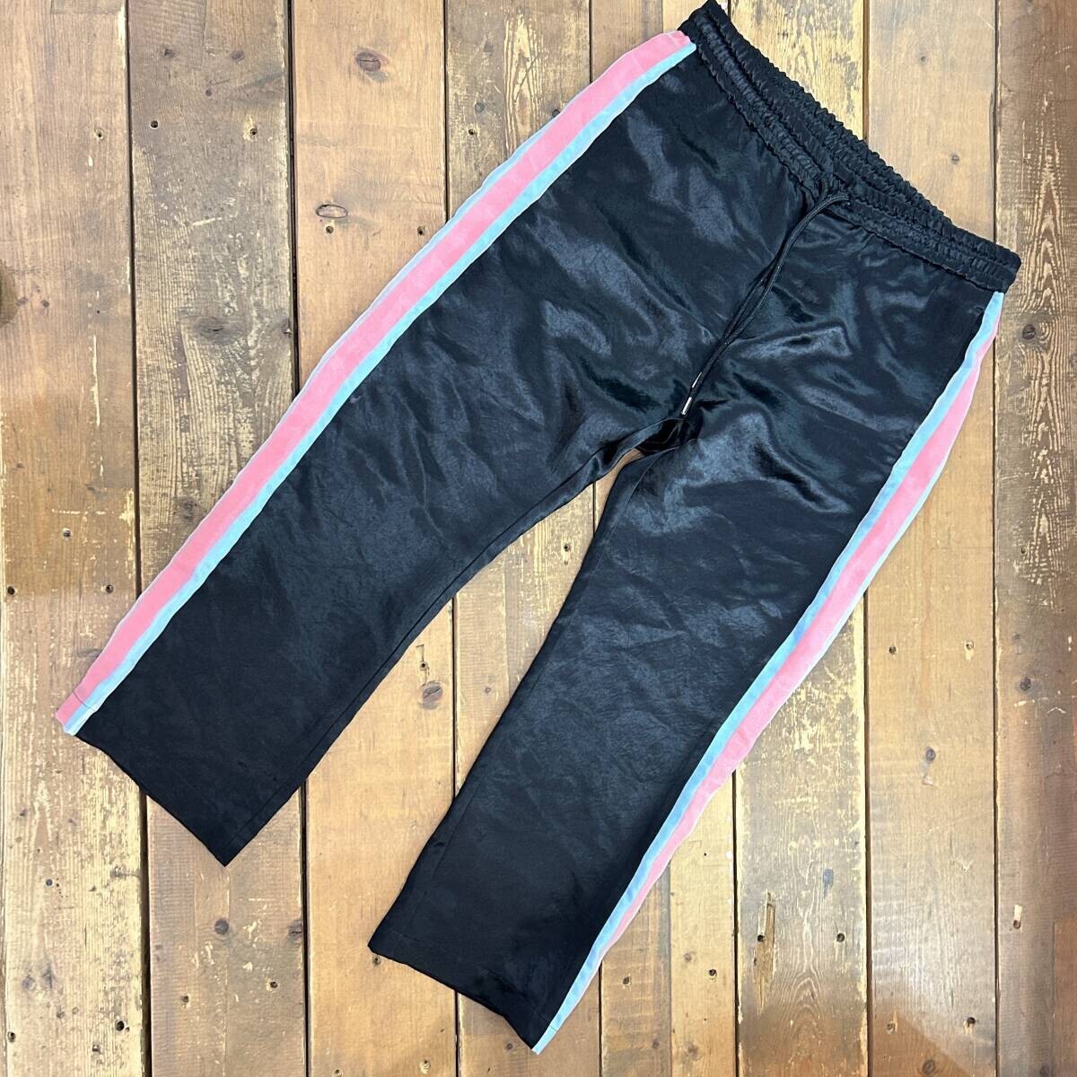 NEONSIGN / ネオンサイン サイドライントラックパンツ サイズ46 アセテート N1400 ブラック USED拍卖