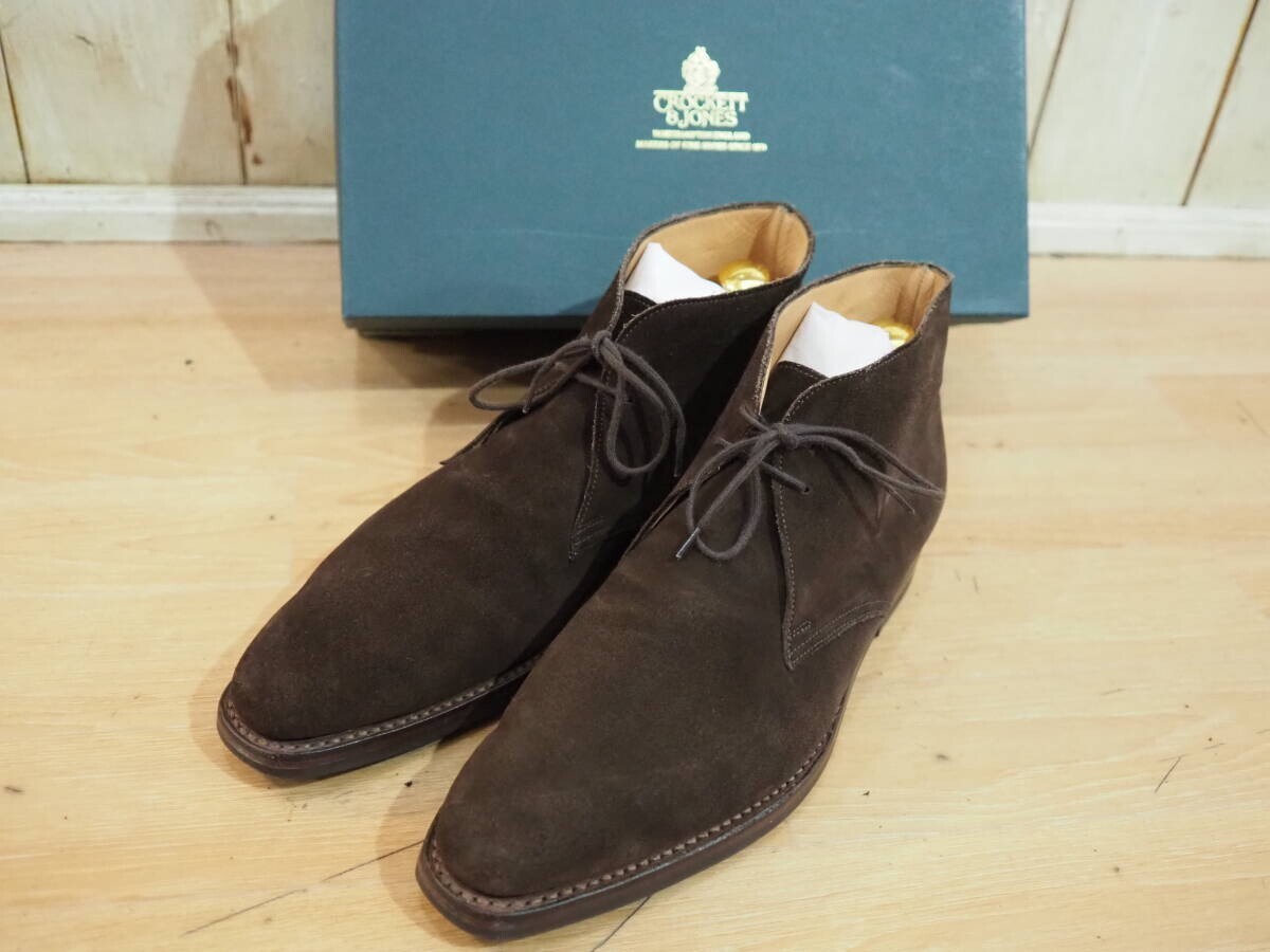 ◆CROCKETT&JONES CAMDEN テットベリー tetbury スウェード 7.5E クロケットアンドジョーンズ ブラウン チャッカブーツ◆拍卖
