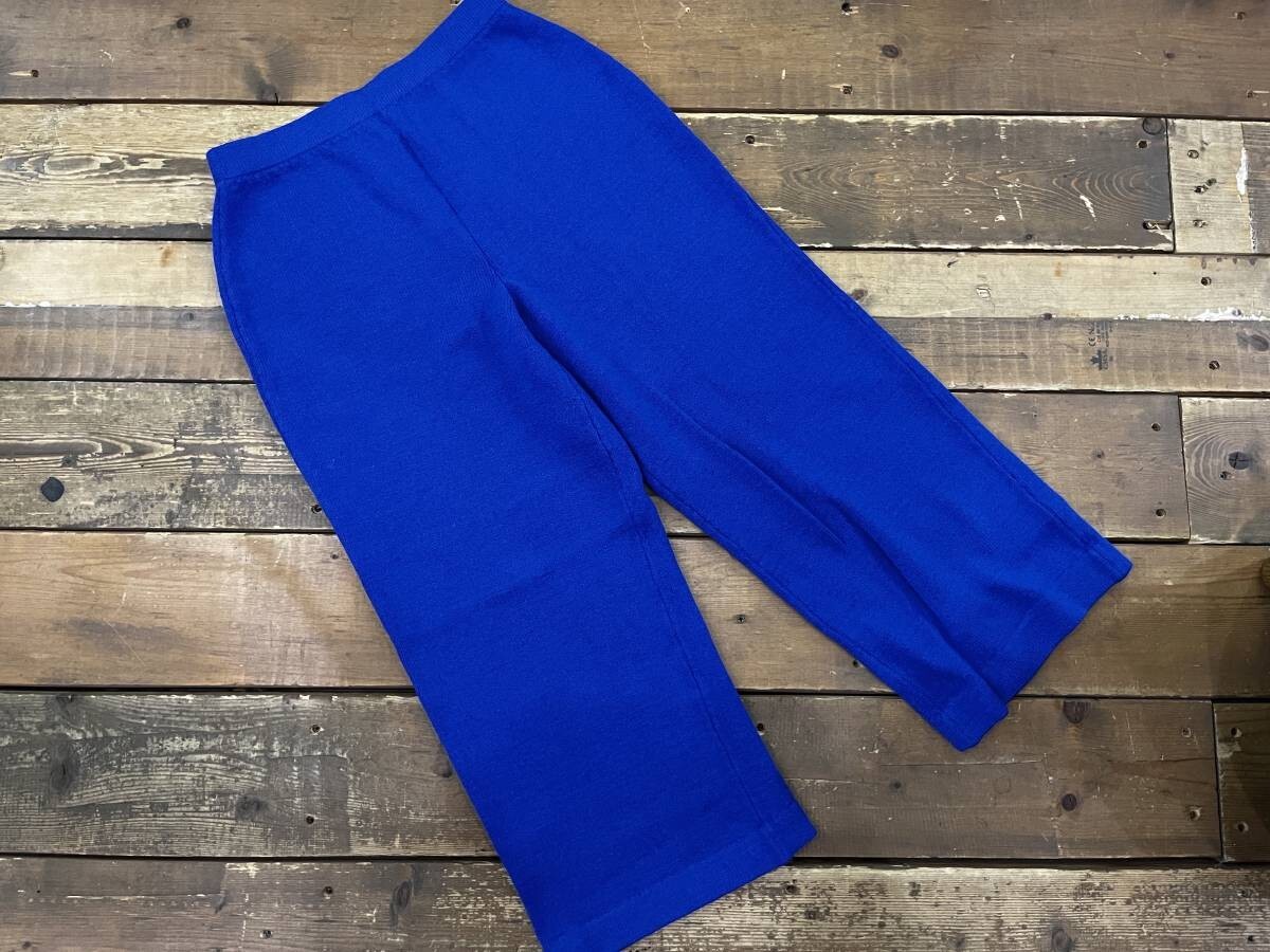 ST.JOHN EVENING ニットパンツ ワイドパンツ レディース made in usa SIZE 6 ブルー ウエストゴム ボトムス USD拍卖
