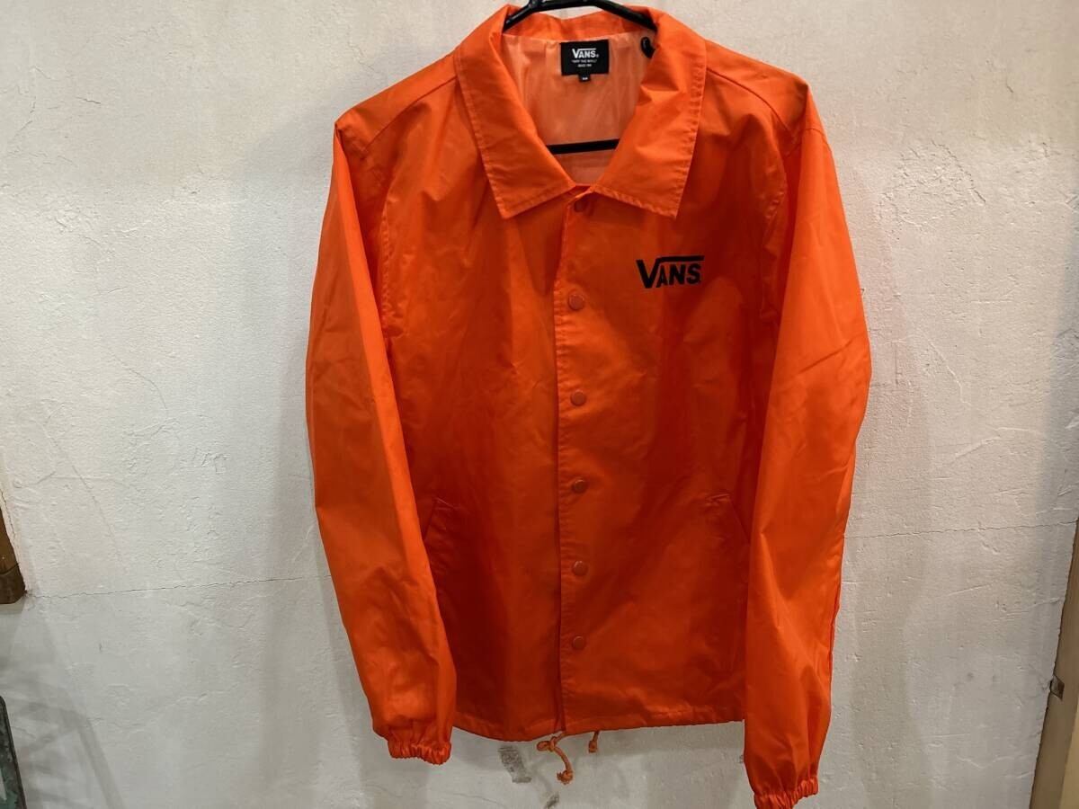 VANS / バンズ ロゴプリントコーチジャケット 両面プリント オレンジ Mサイズ ドローコード CD17FW-MJ03 ストリート USED拍卖