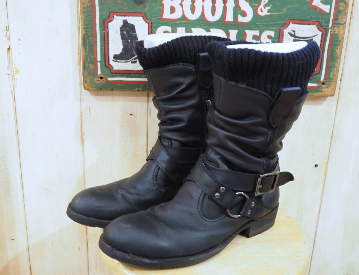 ◆segment rupert エンジニア ブーツ リングブーツ レイヤード ブラック M(26㎝相当)ライディングブーツ◆拍卖