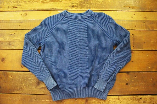 R32★ロンハーマン購入 LAD by demylee/ラッドバイデミリー インディゴ コットンニット セーター クルーネック メンズS★拍卖