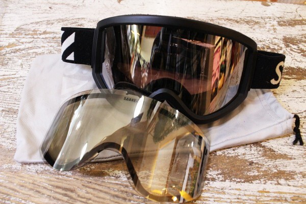 SABRE/セイバー スペアレンズ付きゴーグル スノーボード スキー ブラックレンズ/クリアレンズ 収納袋付き メンズサイズ 現状拍卖