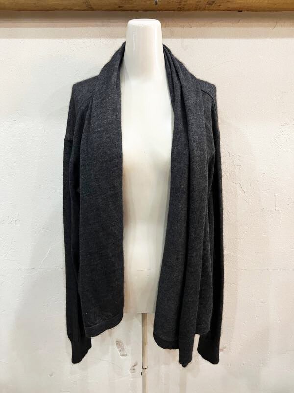 J24★イタリア製 DOLCE&GABBANA/ドルチェ&ガッバーナ カシミア&シルクショールカラーカーディガン チャコールグレー サイズ40 USED ★拍卖