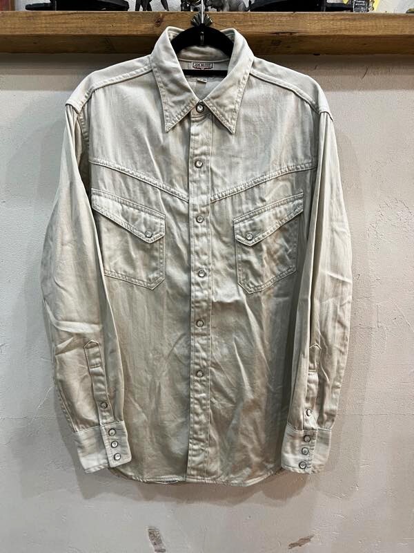 2020★JOE McCOY/ジョーマッコイ Lot105 LONG HORNS ウェスタンシャツ 長袖シャツ コットン ベージュ系 サイズ15 ウエスターナ ★拍卖