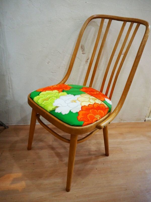 ◆ヴィンテージ AIDEC チェコスロバキア製 アンティーク チェア 北欧系 座面 着物 リメイク アイデック◆拍卖