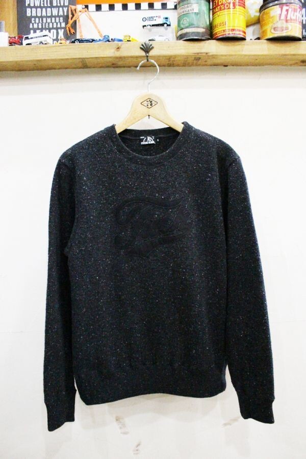 K45★HYSTERIC GLAMOUR/ヒステリックグラマー 2018AWF☆CKアップリケスウェット メンズ Sサイズ チャコール ごま塩 長袖 USED ★拍卖