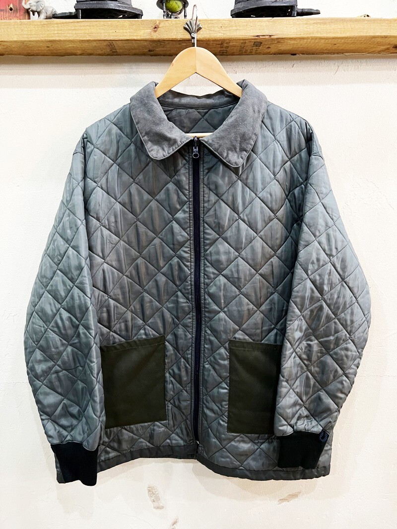 3532★Re:VECTOR/リベクトル リメイクキルティングジャケット グレー系 メンズ Lサイズ ミリタリー USEDリメイク アウター ★拍卖