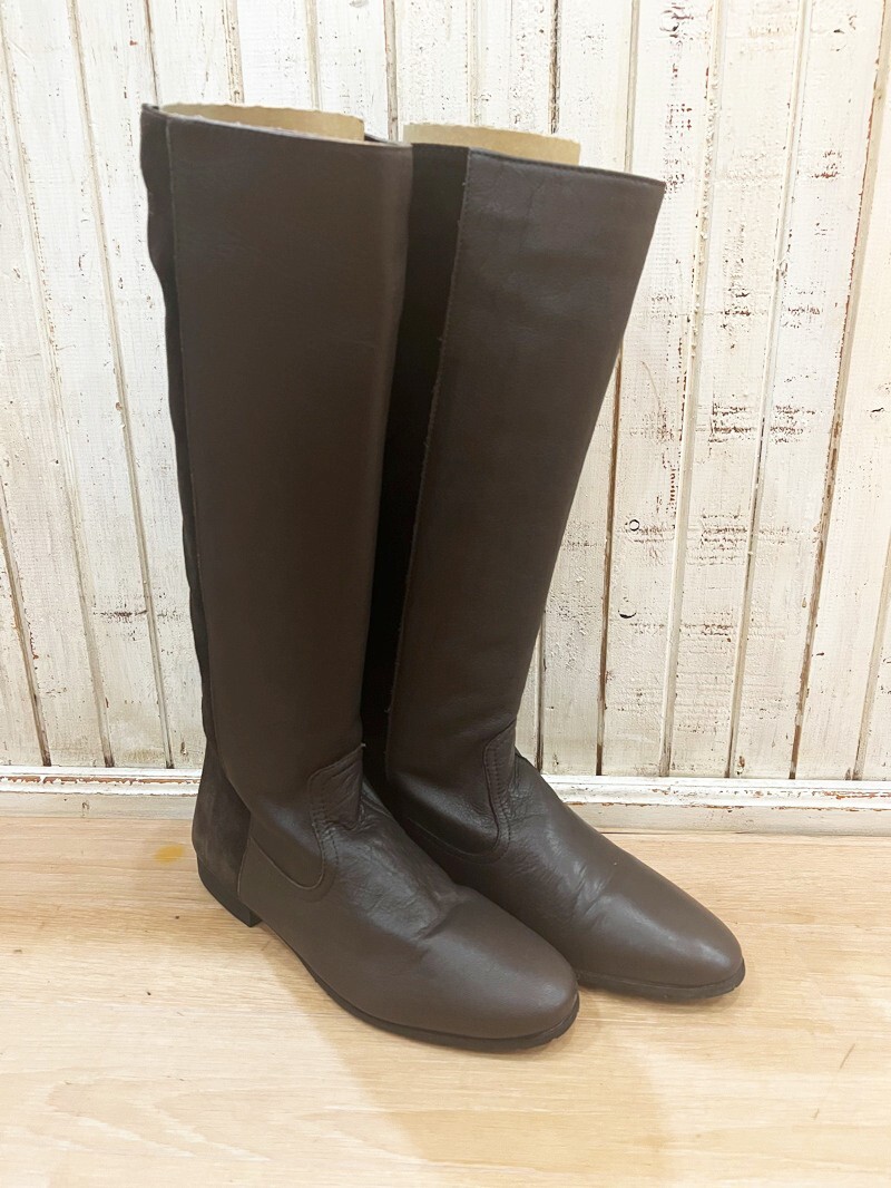 2026★イタリア製 FABIO RUSCONI/ファビオルスコーニ レザー×スウェードレディースロングブーツ ブラウン系 36(23cm) カジュアル モード★拍卖