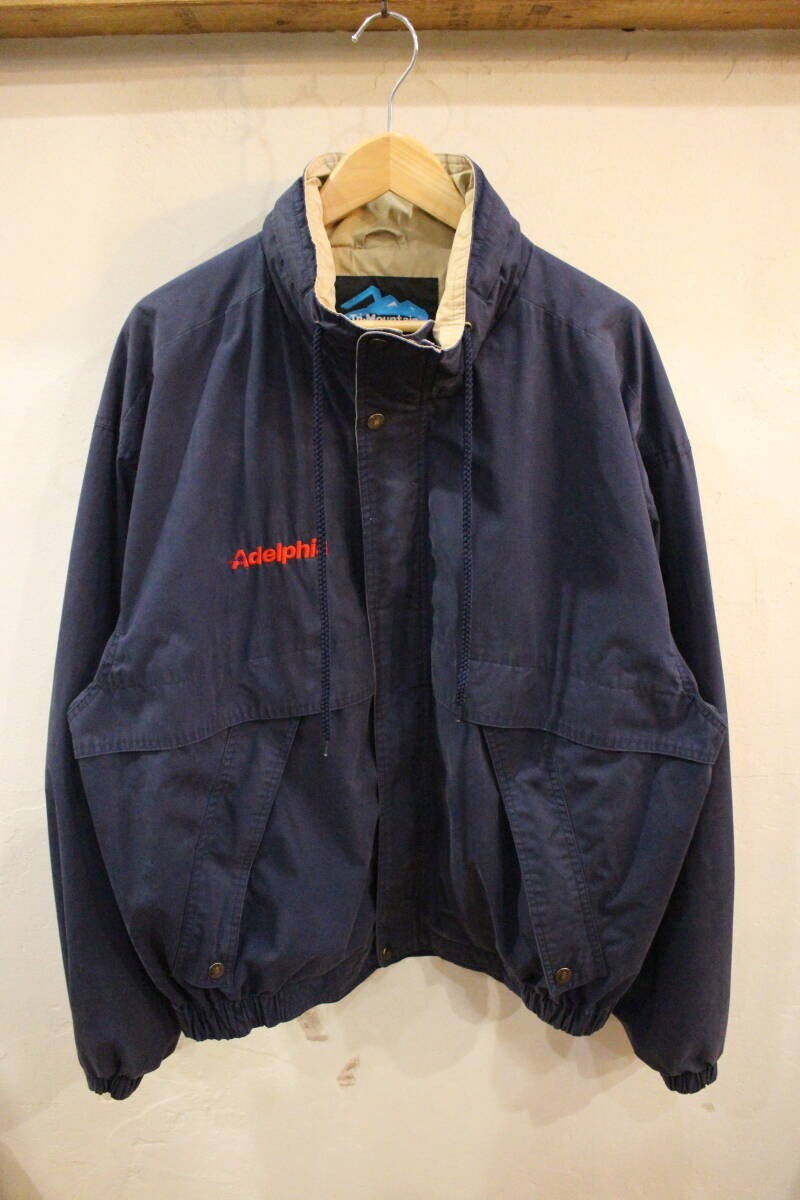 Tn-Mountain size XL マウンテンパーカー 90s' 刺繍ロゴ スタンドカラー フーディー 企業ジャケット ワーク ブルゾン ネイビー メンズ used拍卖