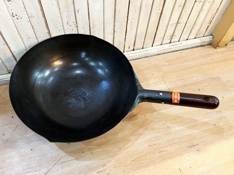 受け台付き 鉄製 丸友 打出し 片手中華鍋 約33cm 板厚約1mm 家庭用 業務用 調理器具 炒め鍋拍卖
