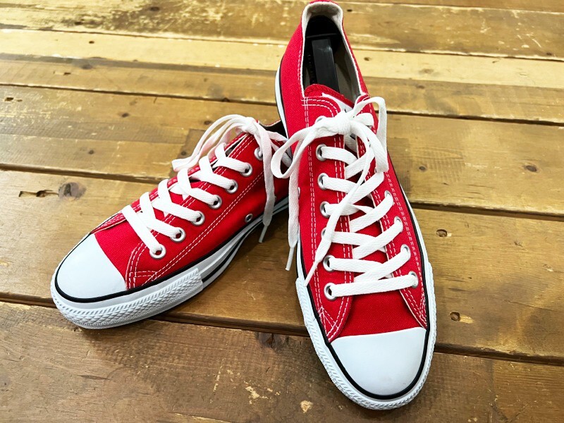1096★美品!! CONVERSE/コンバース CANVAS ALL STAR OX キャンバス オールスターオックス レッド ローカットスニーカー メンズ 27cm ★拍卖