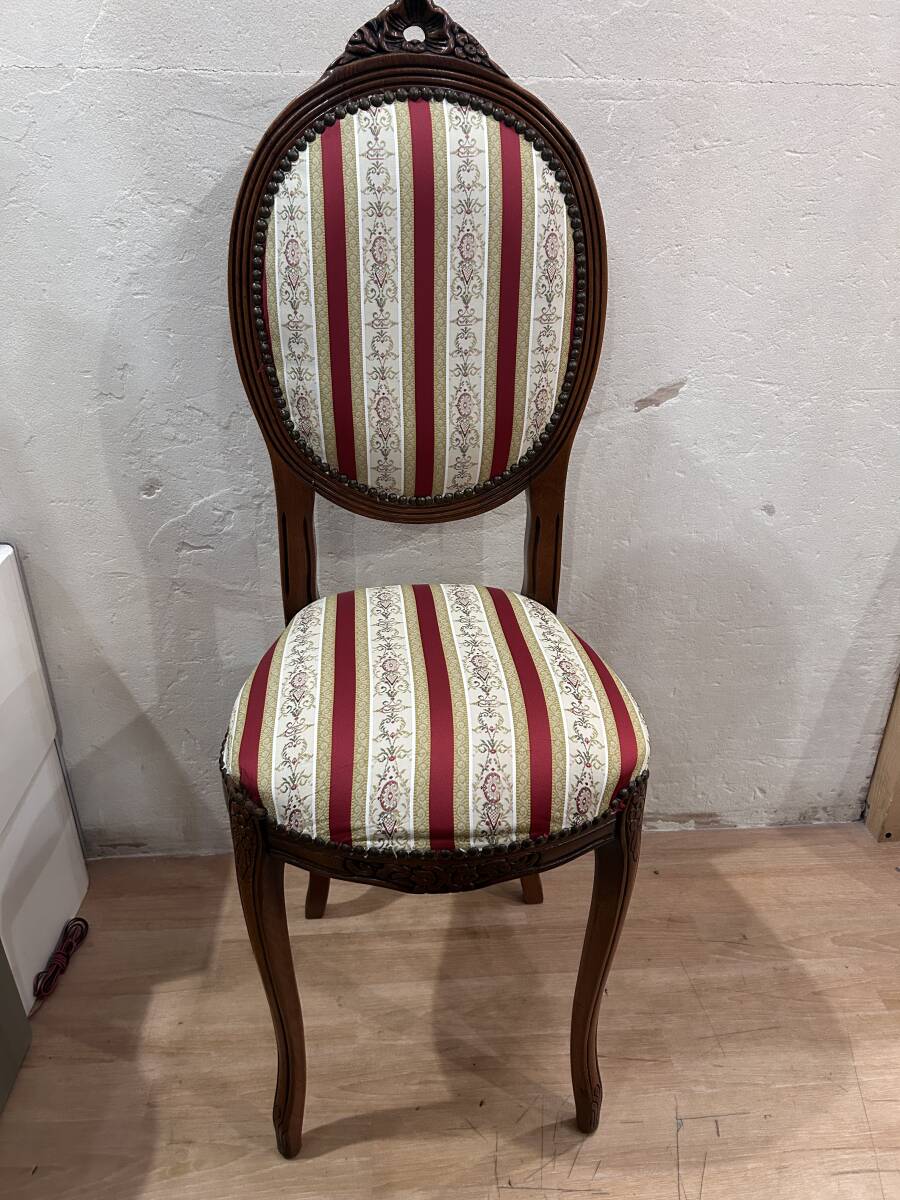 VINTAGE ロココ調 ネコ脚 ドールチェア 木製 チェア ビンテージ 鋲 ファブリック USED 現状 拍卖