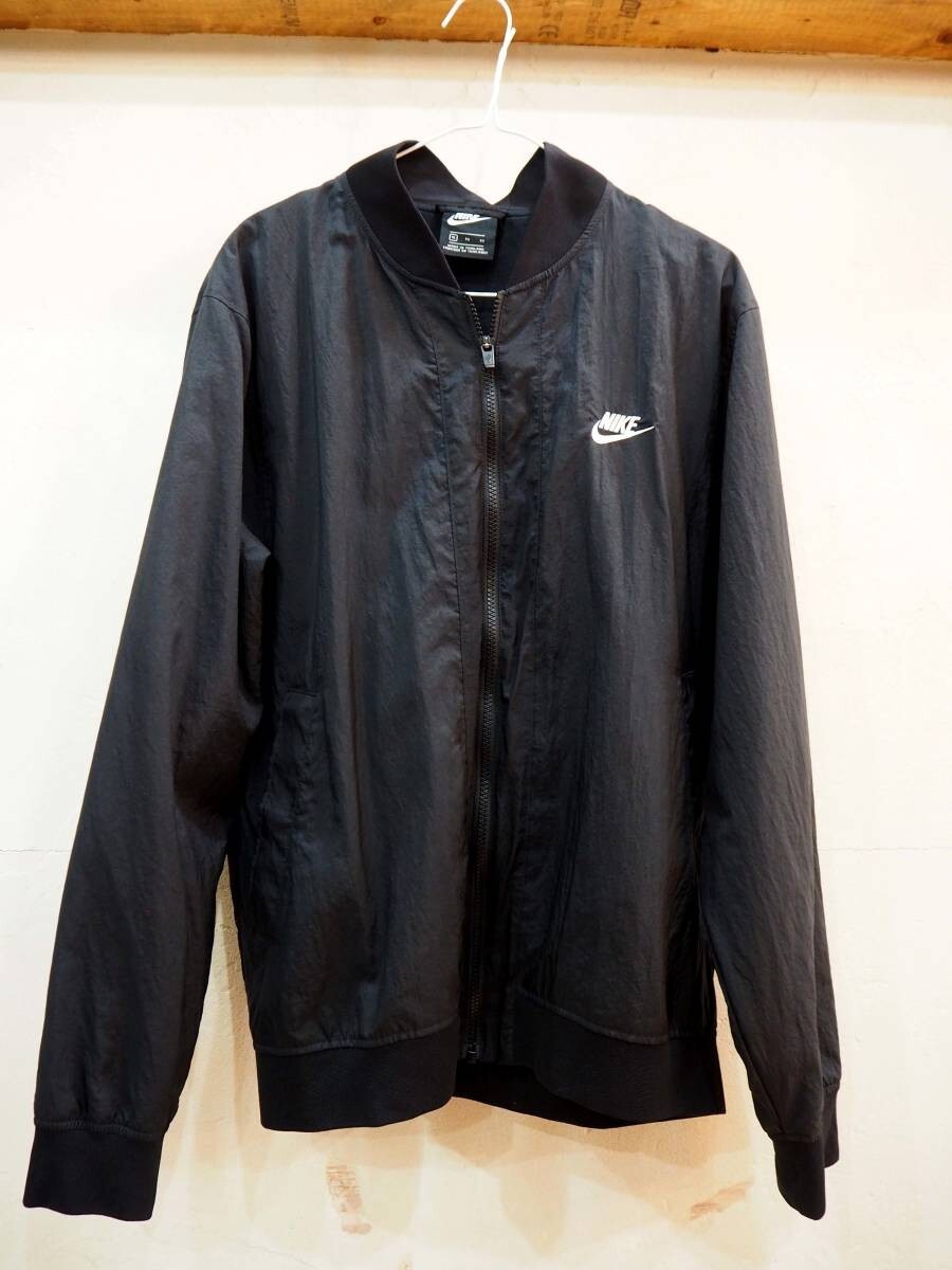 ◆NIKE(ナイキ)ナイロンブルゾン レトロ クラシック 90's ナイロンJKT ブラック(XL)ストリート ジャンバー MA-1◆拍卖