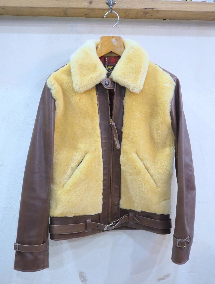 ◆Laskinlamb (ラスキンラム)レイクランド グリズリージャケット 熊ジャン 復刻 レザー ムートンジャケット 東洋 ホースハイド◆拍卖
