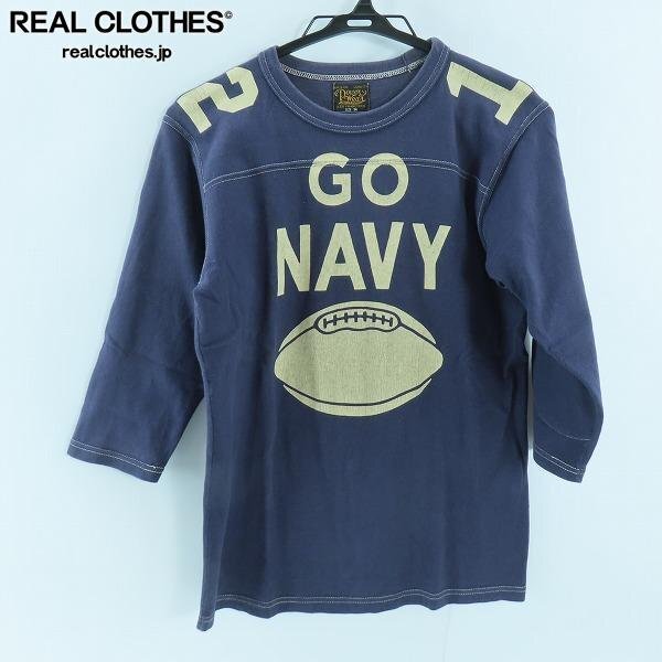 ☆FREEWHEELERS/フリーホイーラーズ POWER WEAR GO NAVY BEAT ARMY フットボール 八分袖/Tシャツ/34 /UPK拍卖