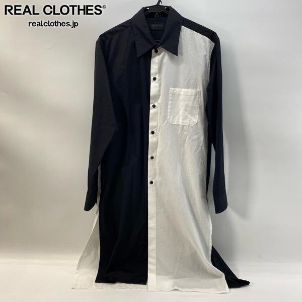 ☆s’yte/サイト yohji yamamoto 19AW 長袖ボタンシャツ ロング丈 ツートン バイカラー UJ-B91-805/3 /060拍卖