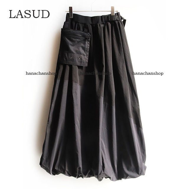 定価15000円【新品】スコットクラブ ヤマダヤ★Wゴム異素材切替カジュアルスカート・黒 ブラック★ラッシュド■送料無料!!拍卖