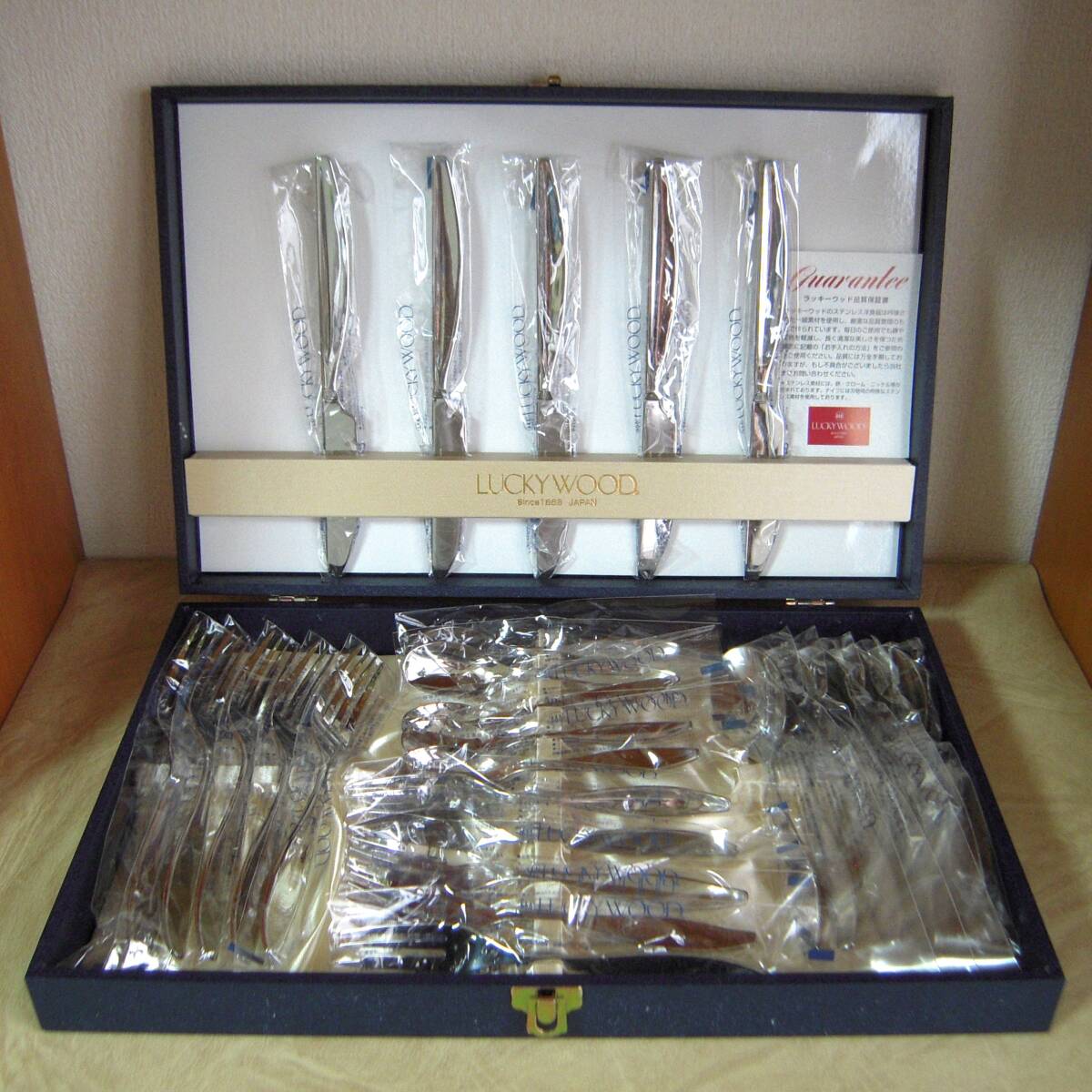 LUCKYWOOD ラッキーウッド Leiria レイリア 箱入 25点セット 18-8ステンレス製 ディナーセット 未使用 カトラリーセット拍卖