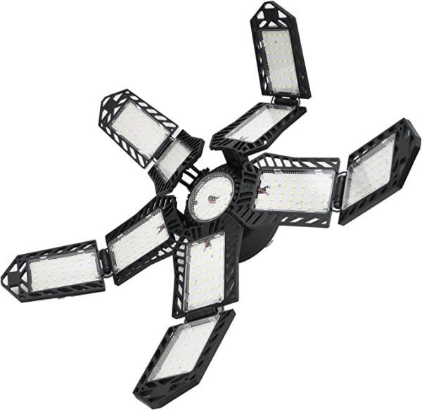 【大幅値下げ】LEDガレージライト、E26/E27ガレージシーリングライト、11パネル、180W 18000MLスーパーマーケット天井360°非常灯拍卖