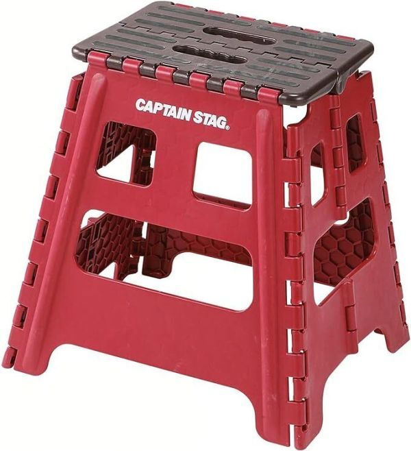 キャプテンスタッグ(CAPTAIN STAG) 踏み台 ステップ 椅子 折りたたみ ステップ Lサイズ レッド UW-1504拍卖
