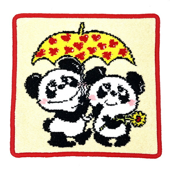 内藤ルネ 相合傘パンダ シェニール織 タオル ハンカチ RUNE 日本製拍卖