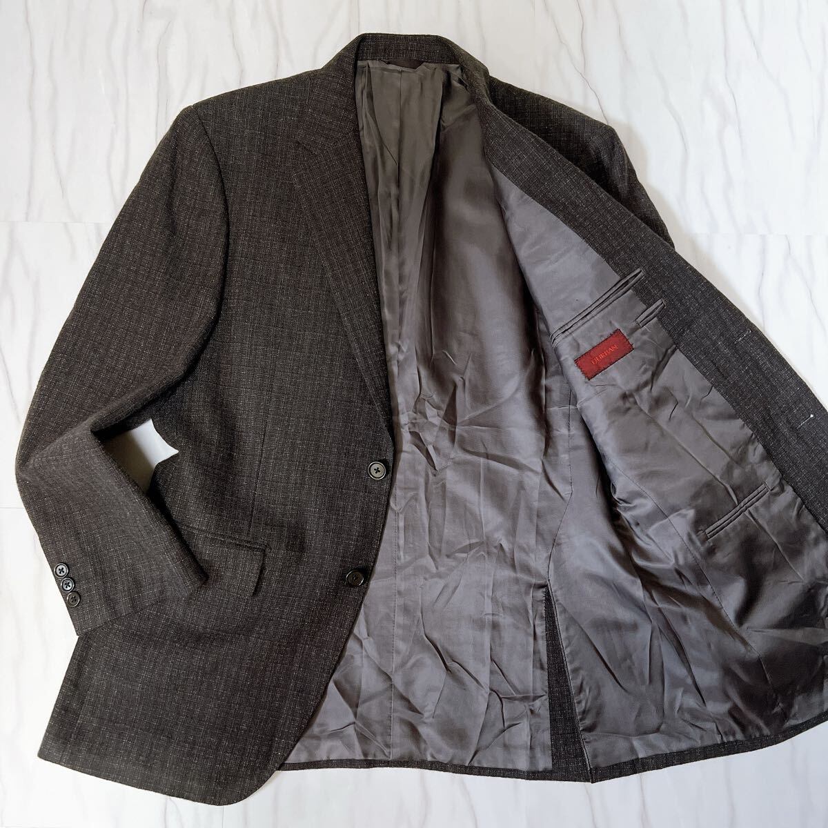 DURBAN ダーバン/テーラードジャケット カシミヤジャケット シングル 2B/カシミヤ100% ブラウン グレー メンズ 96AB5拍卖