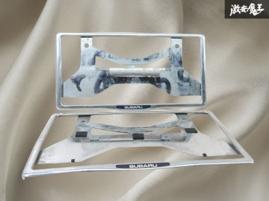 SUBARU スバル 純正 ナンバープレート フレーム 2枚 前後セット 穴間 約21cm 縦 約 18cm 横 約34.7cm 即納 在庫有 棚A-6拍卖