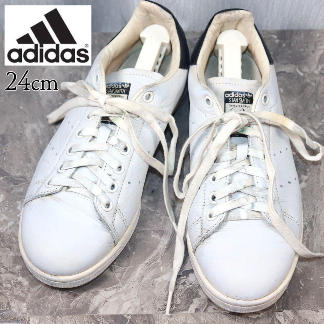 adidas アディダス 24 スニーカー スタンスミス ネイビー 白 レザー拍卖