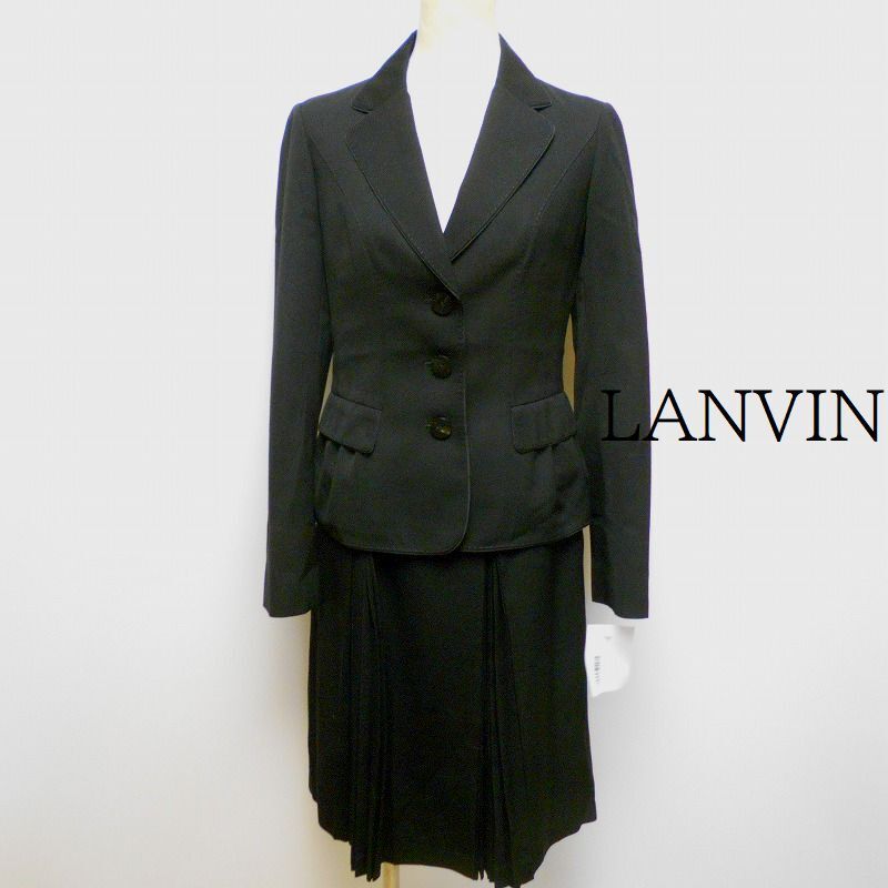 955798 LANVIN ランバン 黒 スカートスーツ セットアップ拍卖