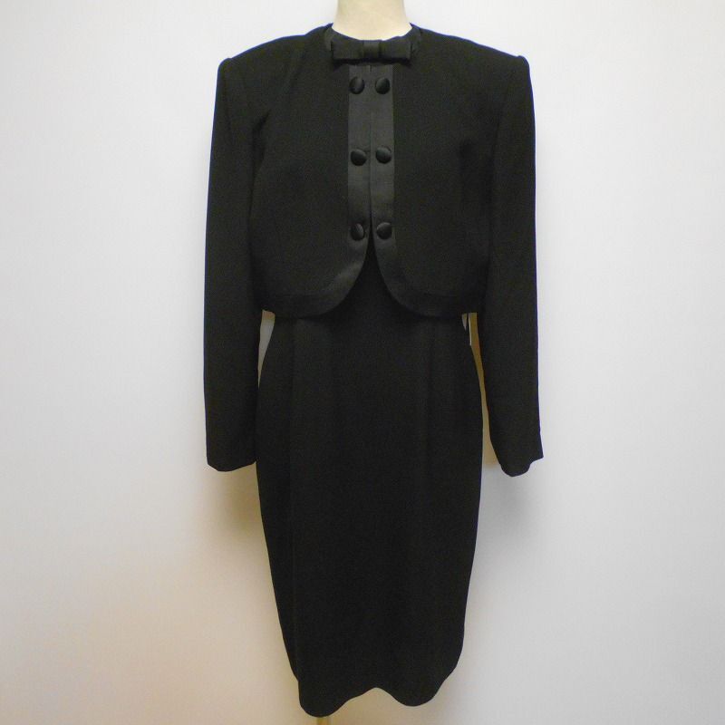 973137 東京ソワール SOIR 黒 ワンピーススーツ セットアップ 拍卖