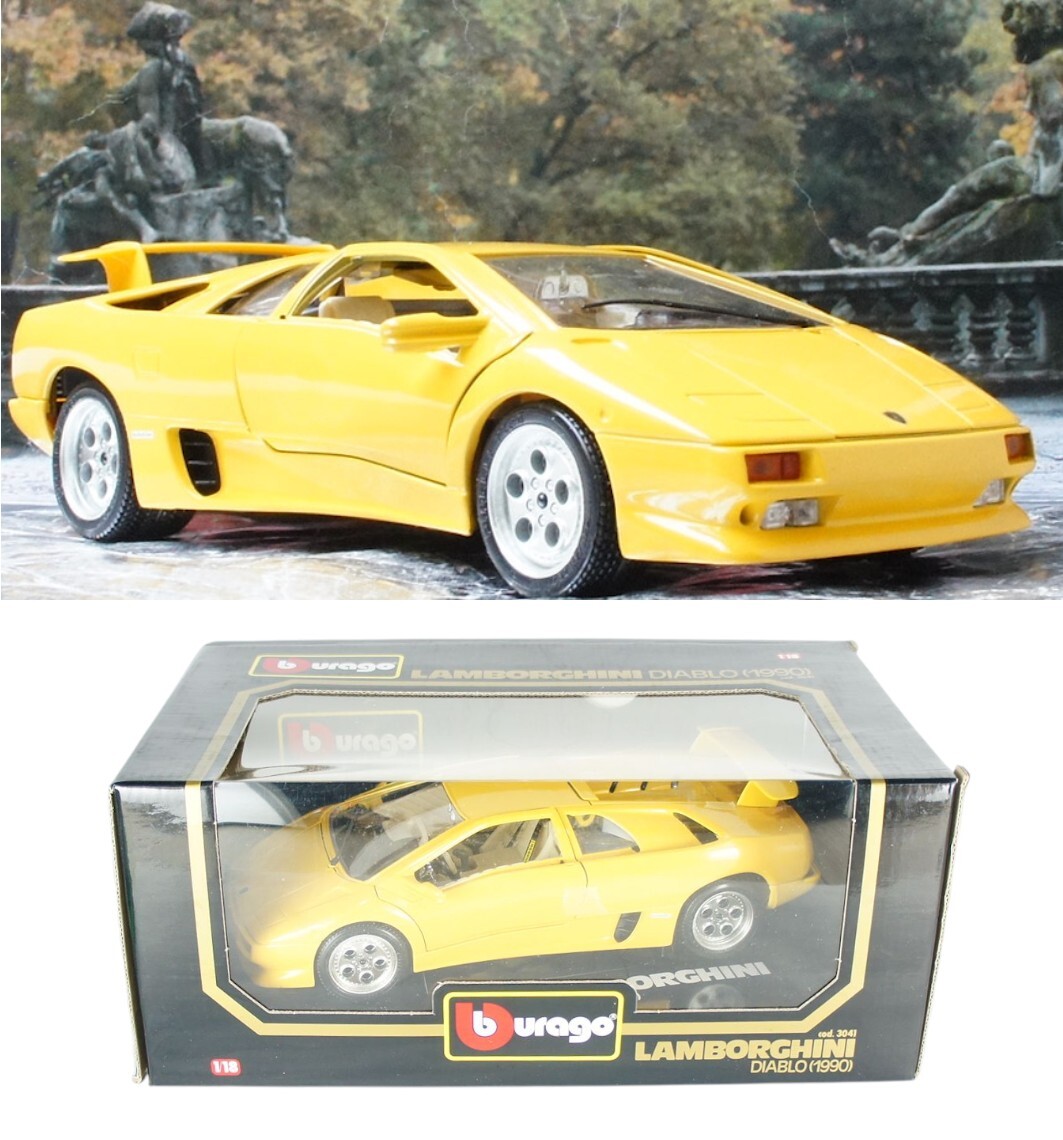 イタリア製 ブラーゴ 1/18 1990 ランボルギーニ ディアブロ 前期型 イエロー Lamborghini Diablo 3041 Bburago 送料無料拍卖