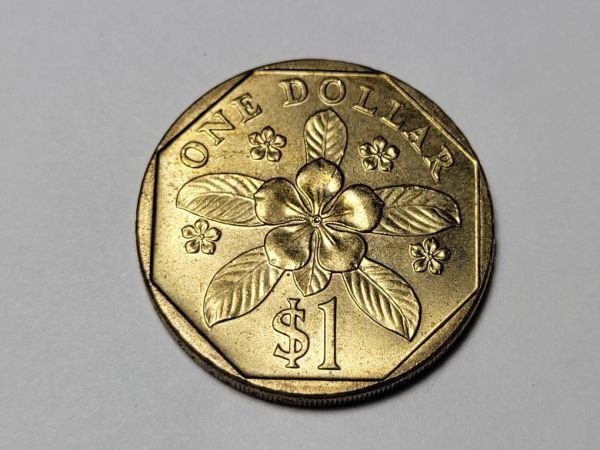 1995年 シンガポール 1ドル 硬貨 シンガポールの国章 花のモチーフ拍卖