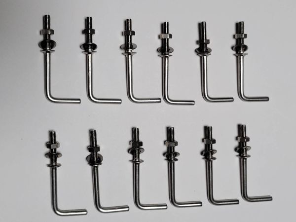 ステンレス ナットねじ付直角L型フック 12個入り DIY用品 日曜大工 ハンドメイド 未使用品 デッドストック拍卖